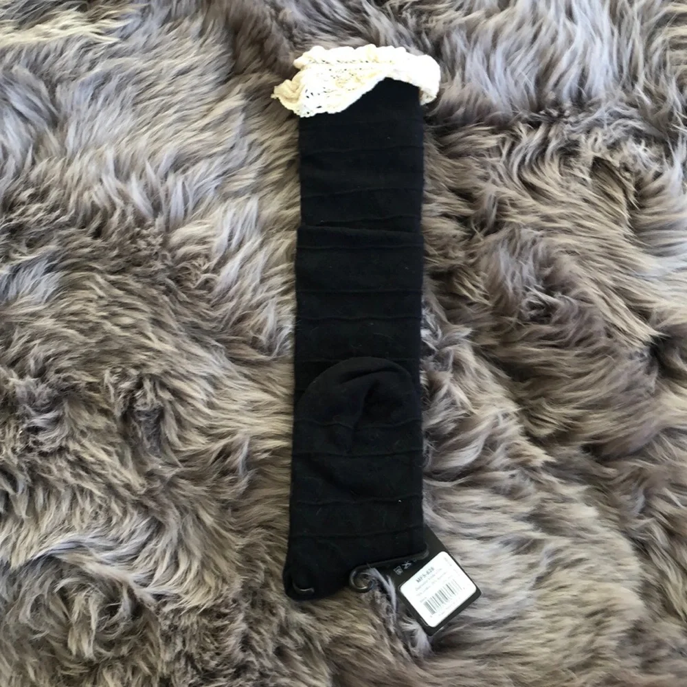 Diamond Knit Over The Knee Socks with Crochet Top